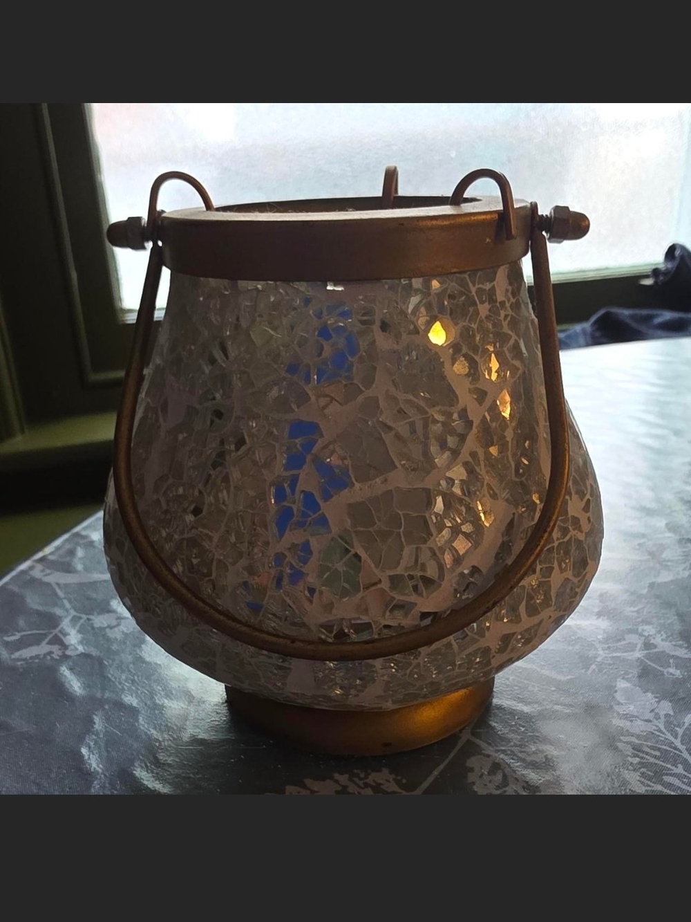 2 Piece Home Decor --Mosaic Glass Tealight Lantern  And VASE